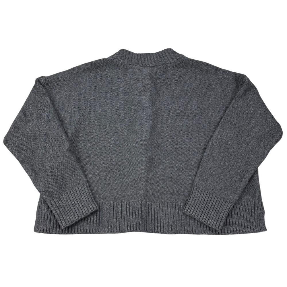 QUINCE Organic Cotton Cropped Cardigan Size Small Charcoal Gray - Picture 6 of 6
